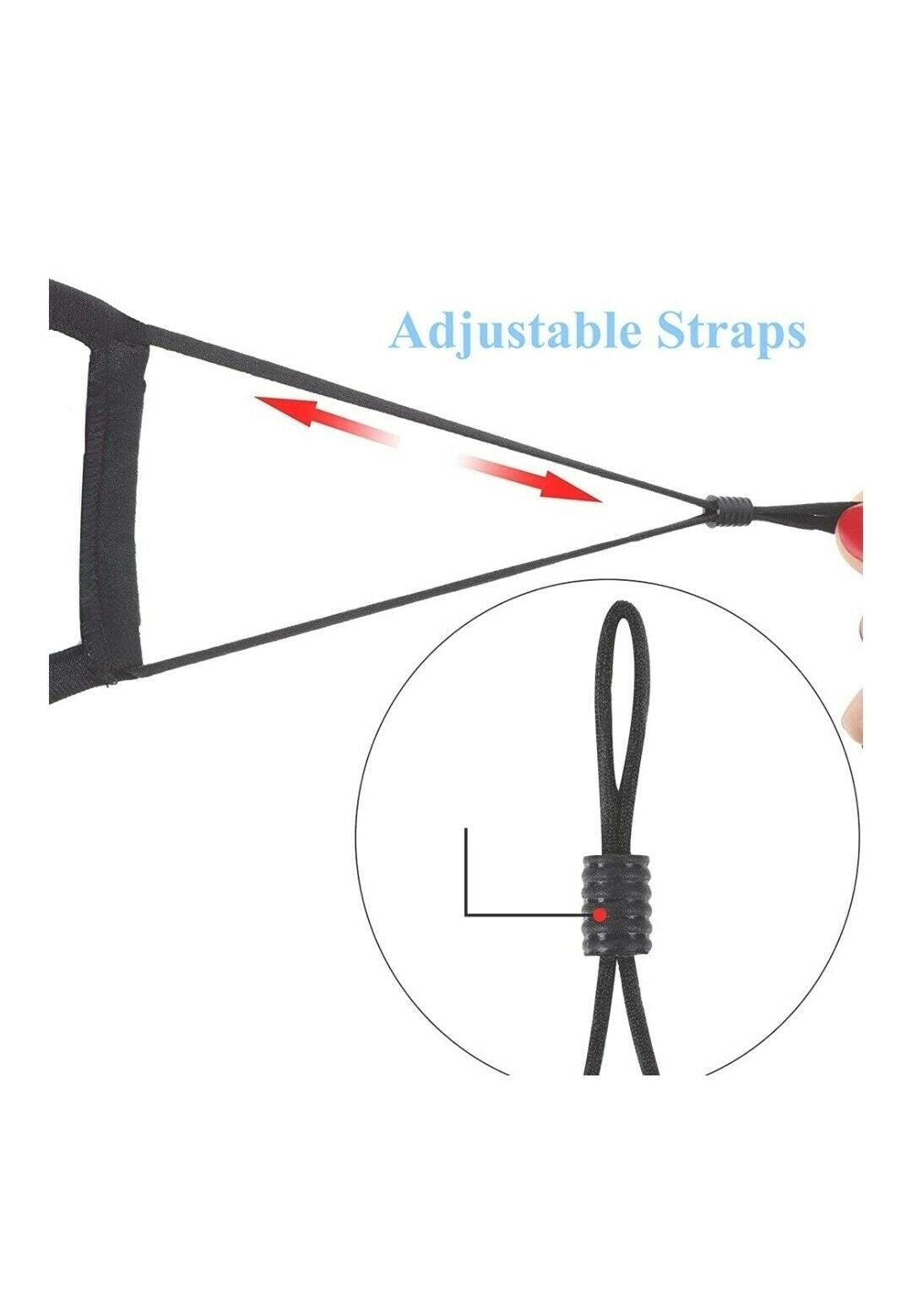 Cotton Face Mask Black 3-Ply Adjustable Reusable with 2 PM2.5 Filters