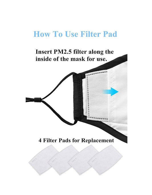 Cotton Face Mask Burgundy 3-Ply Adjustable Reusable with 2 Carbon Filters