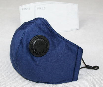 Adjustable Reusable Cotton Face Mask - Navy Blue with 2 PM2.5 Filters