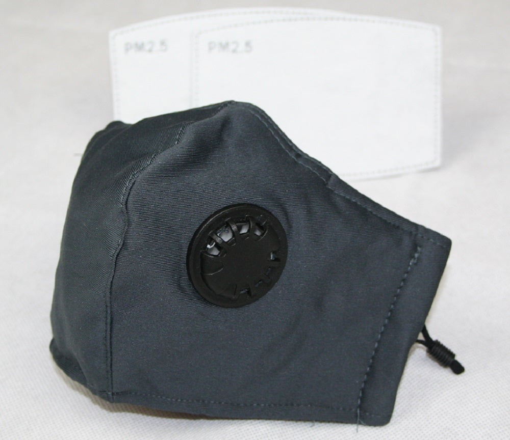 Adjustable Reusable Cotton Face Mask - Slate Grey with 2 PM2.5 Filters