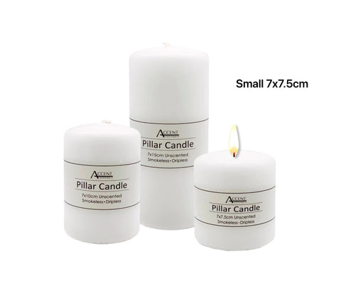 48 x Unscented White Pillar Candle 7cm - Decorative Wax Candles for Home - SuperSaverAU - view 1