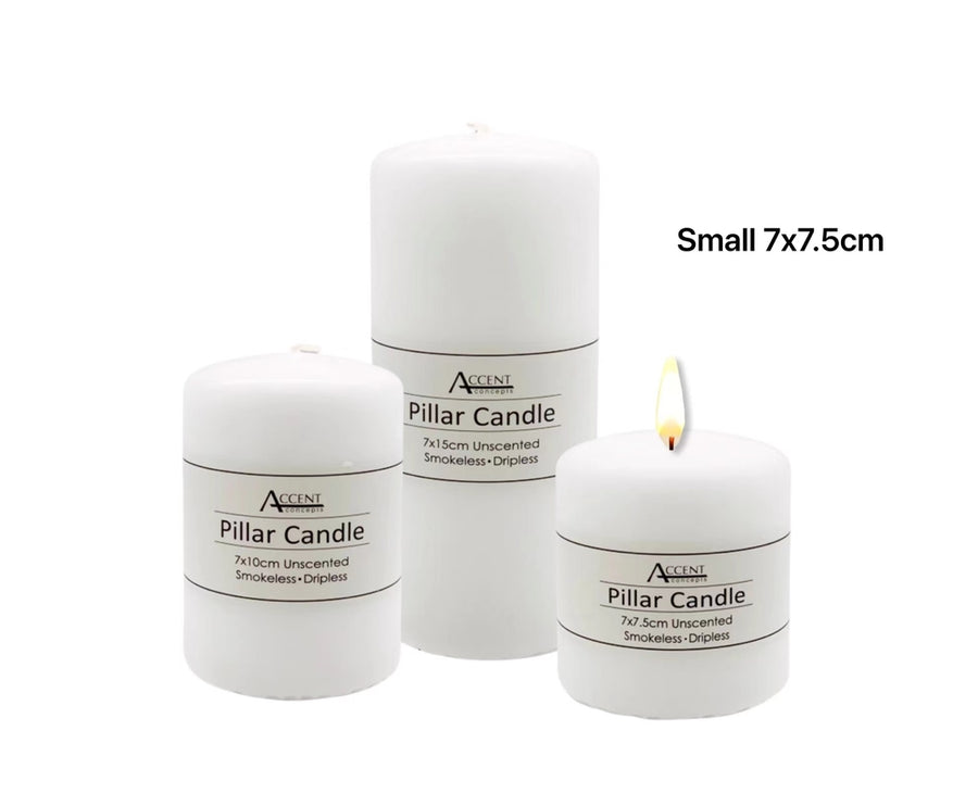48 x Unscented White Pillar Candle 7cm - Decorative Wax Candles for Home - SuperSaverAU - view 1