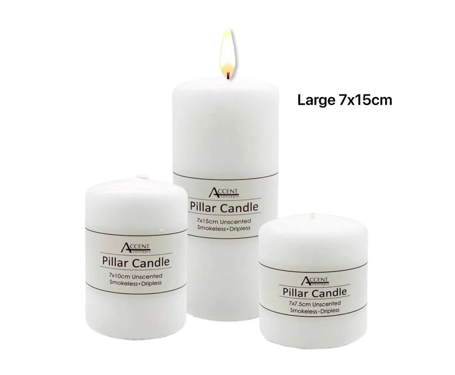 bulk 24 Unscented White Pillar Candle 7x15cm - SuperSaverAU - view 1