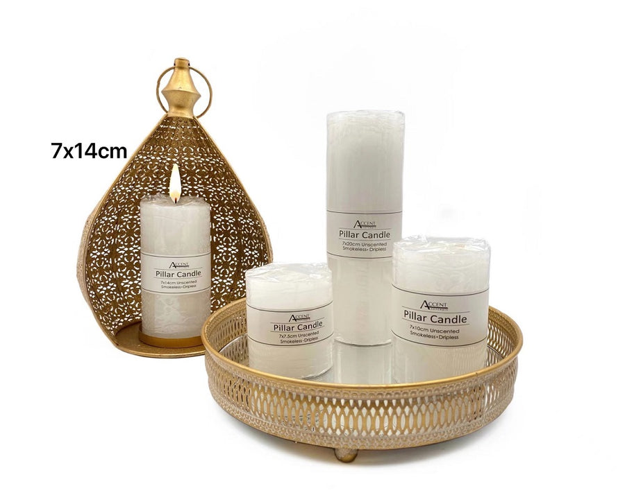 bulk 24 Unscented White Pillar Candle 457G 14cm - SuperSaverAU - view 1