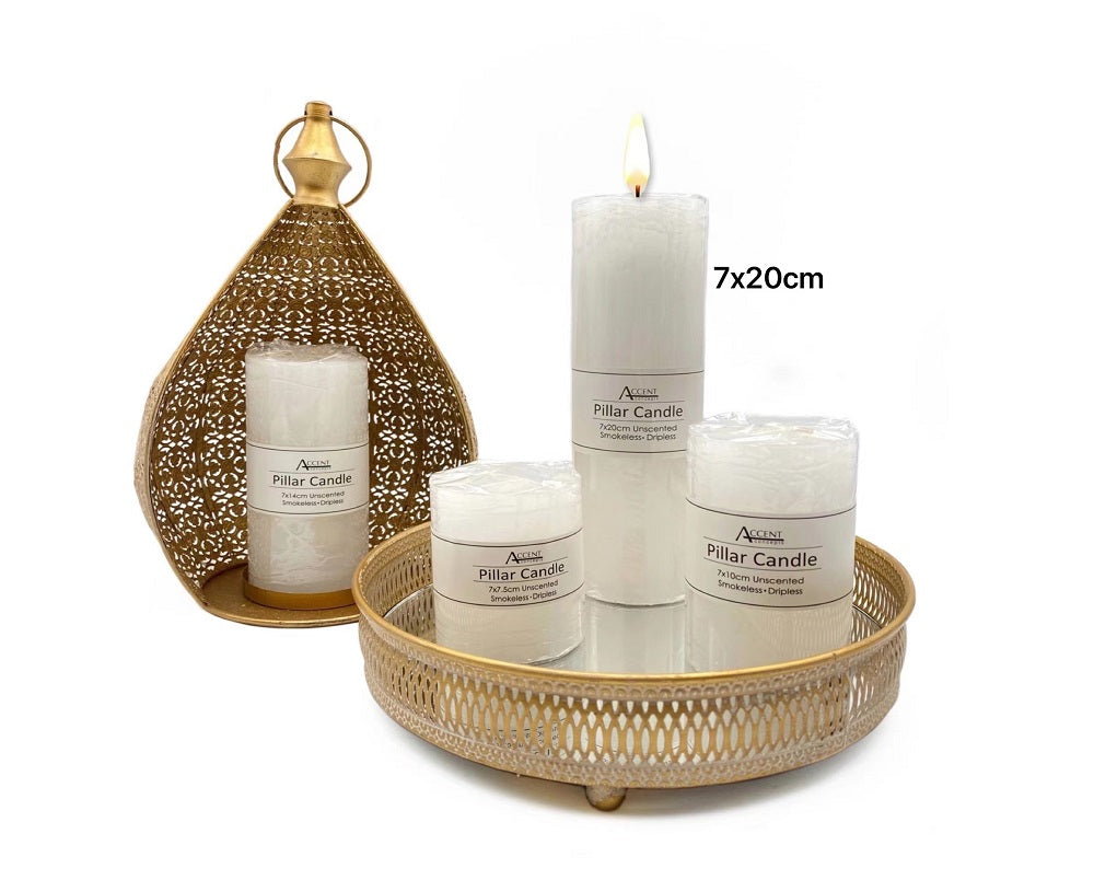 Unscented White Pillar Candles 670G - 16 Pack, 20cm, Wax, Relaxing Glow - SuperSaverAU - view 1