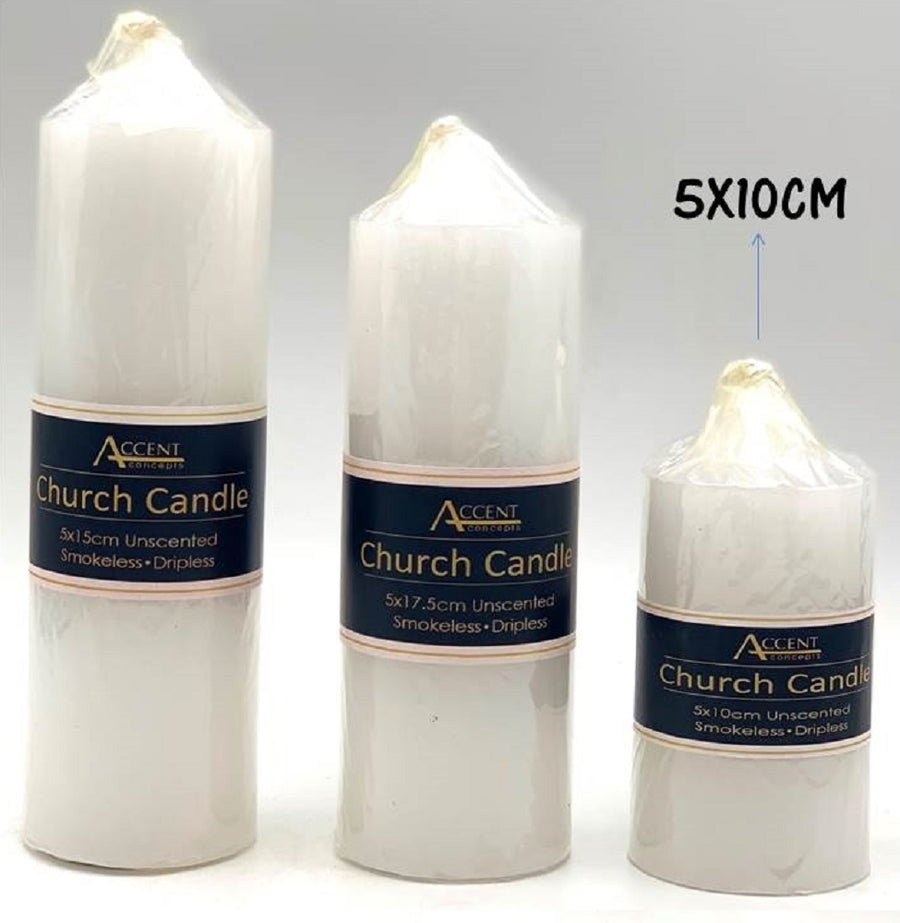 Church Candle 230G White 15cm - Decorative Wax Candle for Relaxing Atmosphere - SuperSaverAU - view 1