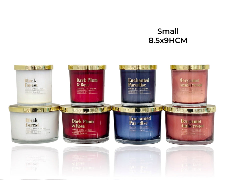 Elegant Glass Candles with Gold Lid - 12 Assorted - 8x9cm - SuperSaverAU - view 1