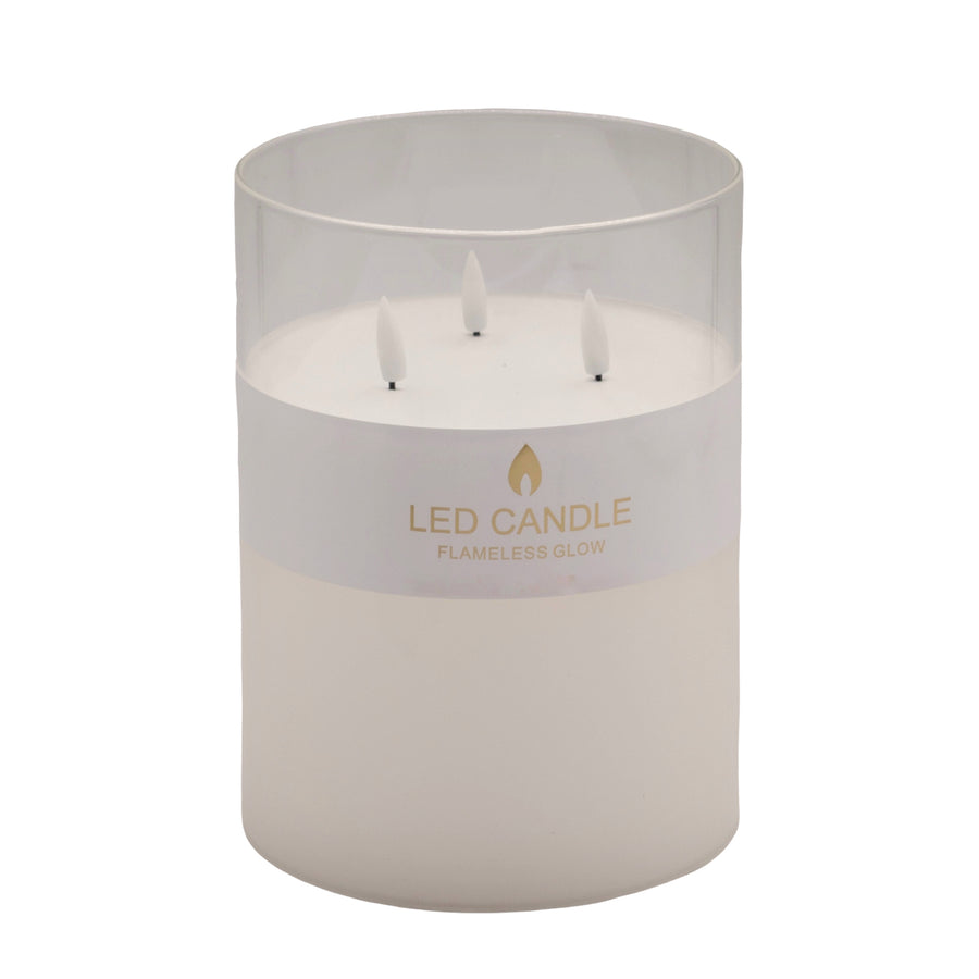 Premium Glass Tube LED 3 Wick Candles – 4 Pack, 20cm