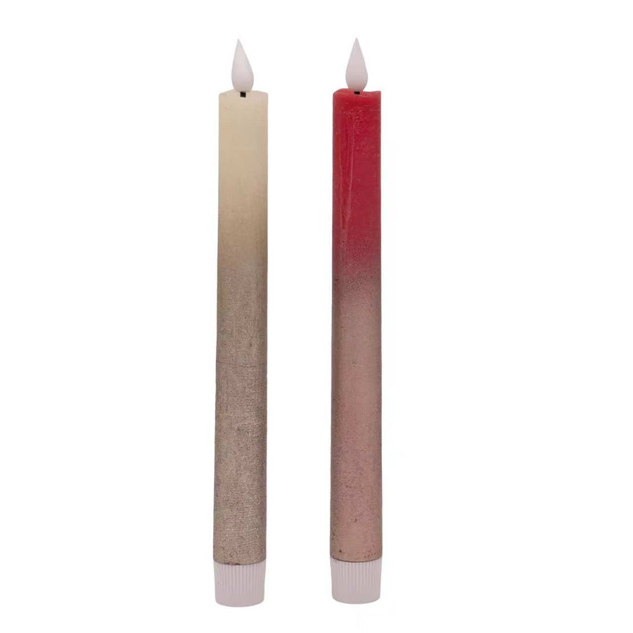 Premium LED Gold Splash Taper Candles – 24 Pack, 25cm