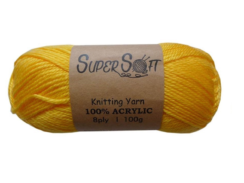 Super Soft Knitting Yarn 100% Acrylic - Canary Yellow, 12 Pack