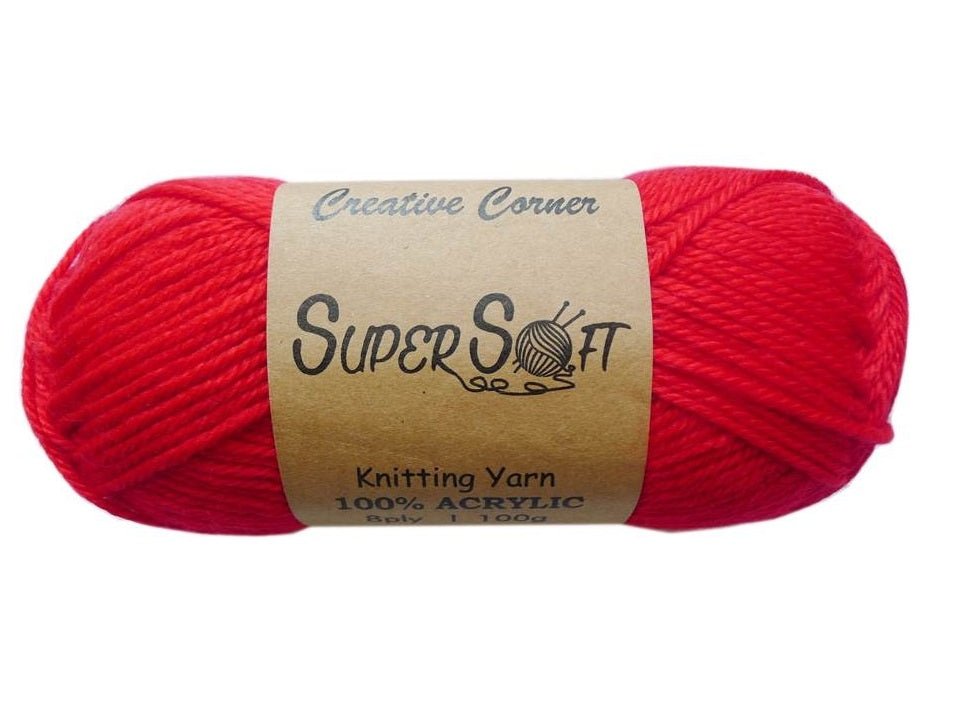 Vibrant Super Soft Knitting Yarn 100% Acrylic - Red, 12 Pack