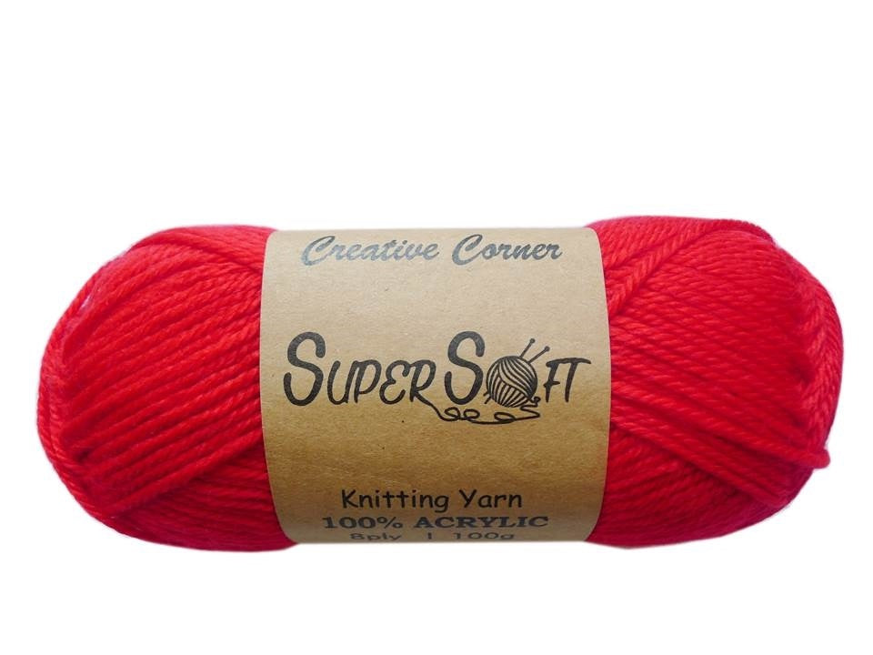 Vibrant Super Soft Knitting Yarn 100% Acrylic - Red, 12 Pack