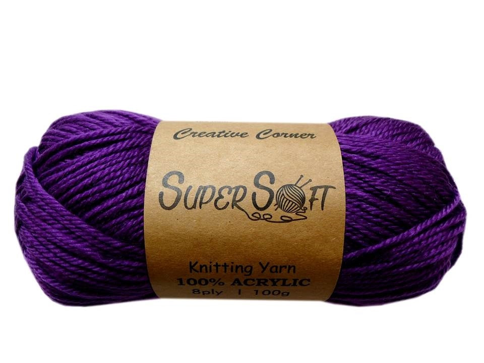 Super Soft Knitting Yarn 100% Acrylic - Plum, 12 Pack