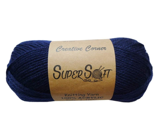 Super Soft Knitting Yarn 100% Acrylic - Midnight Navy, 12 Pack