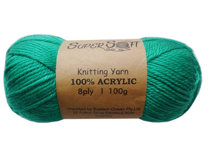 Super Soft Knitting Yarn 100% Acrylic - Emerald Green, 12 Pack
