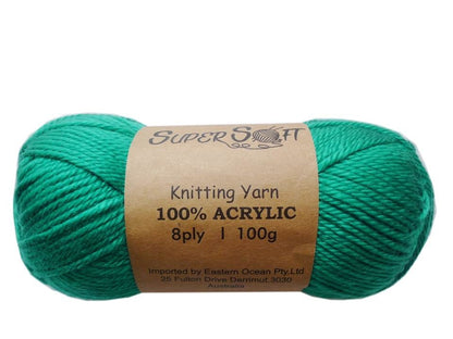 Super Soft Knitting Yarn 100% Acrylic - Emerald Green, 12 Pack