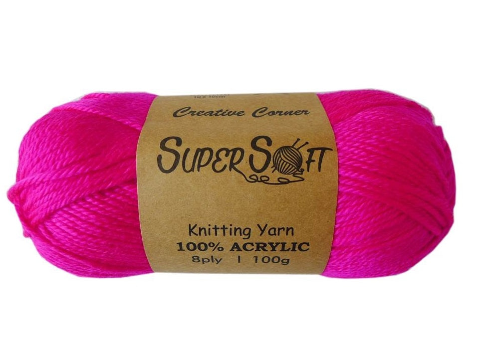 Super Soft Knitting Yarn - 12 Pack Fuchsia 2kg Acrylic