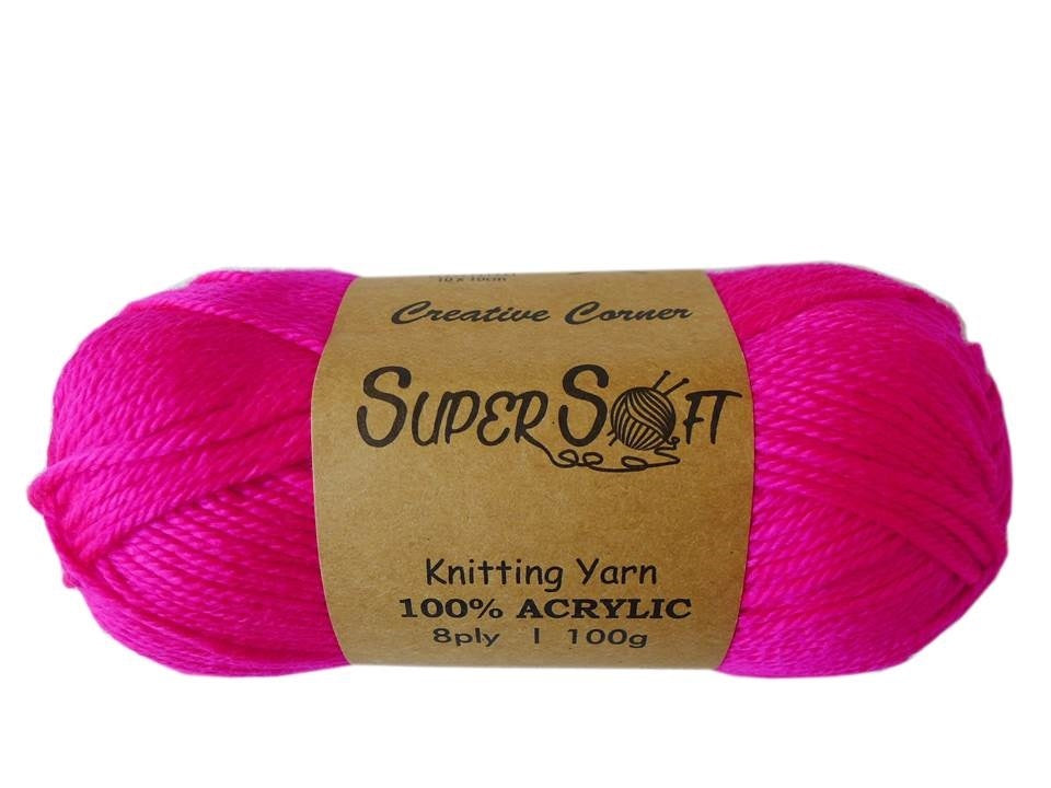 Super Soft Knitting Yarn - 12 Pack Fuchsia 2kg Acrylic