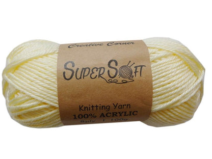 Super Soft Knitting Yarn - 12 Pack Cream 2kg Acrylic