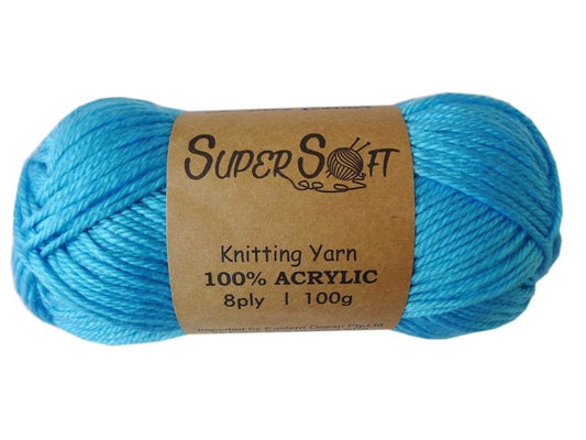 Super Soft Knitting Yarn - 12 Pack Aqua 2kg Acrylic