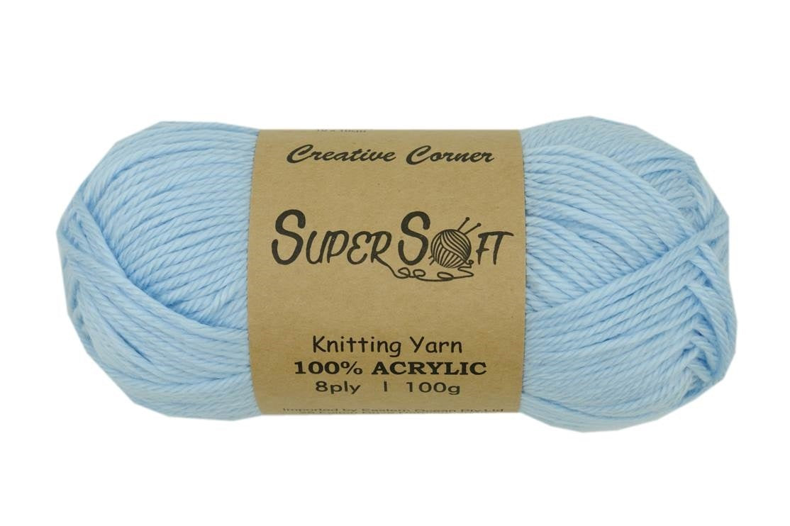 Super Soft Knitting Yarn - 12 Pack Baby Blue 1kg Acrylic