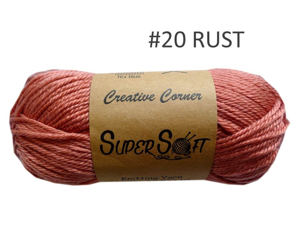 Rust Super Soft Knitting Yarn 100% Acrylic, 12 Pack, 1 kg - SuperSaverAU - view 1