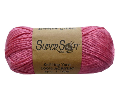 Super Soft Knitting Yarn - 12 Pack Rose 2kg Acrylic