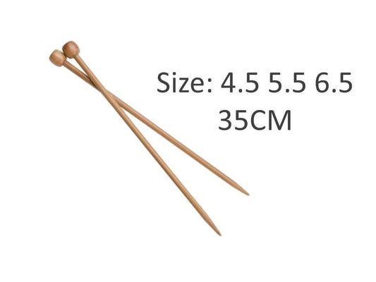 Bulk 24 Bamboo Knitting Needles 4.5mm, 5.5mm, 6.5mm 35cm