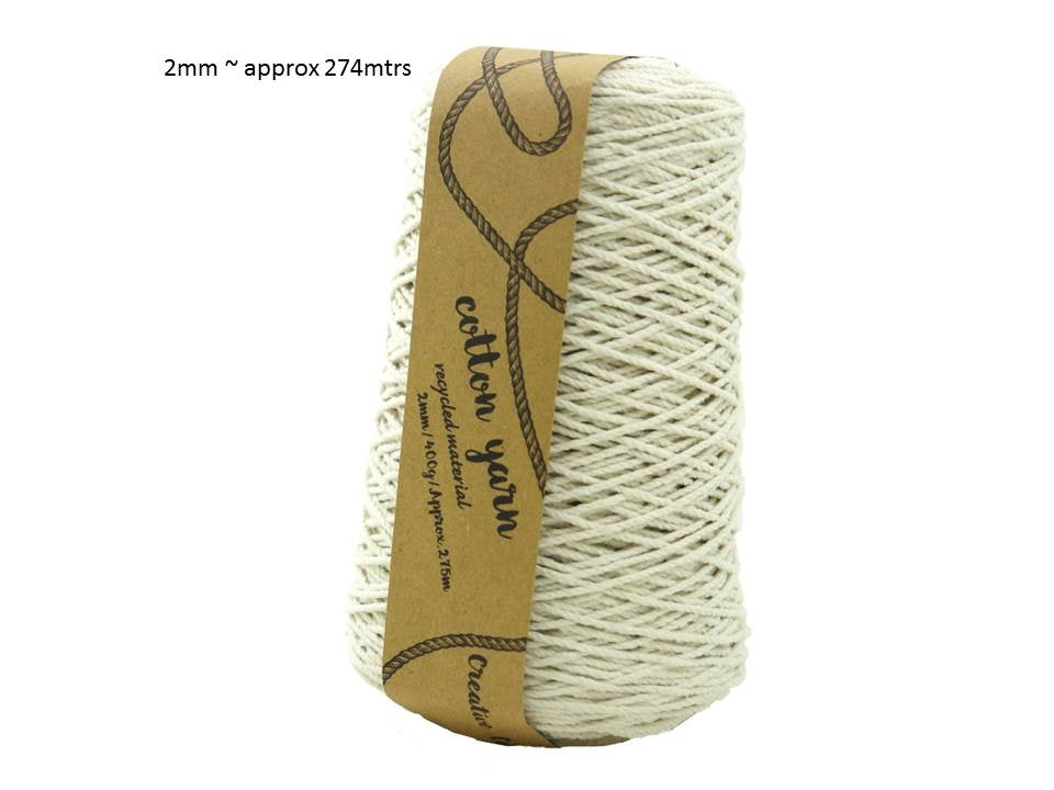 Natural Macrame Cotton Yarn 275M 2mm 400G - 12 Pack