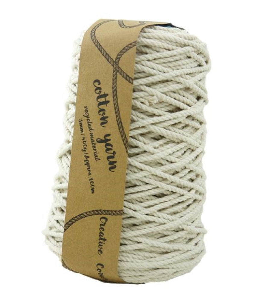 Macrame Cotton Yarn 12 x 100M 3Mm 400G Natural - Soft & Strong Fiber