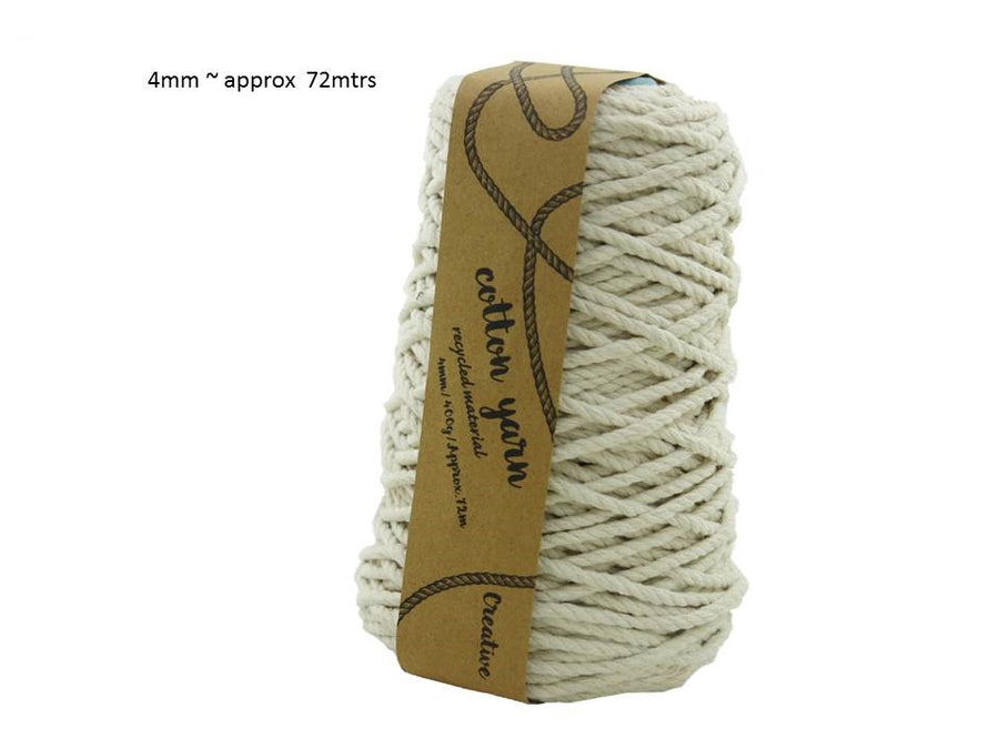 Macrame Cotton Yarn 12 x 72Mtrs 4Mm 400G Natural - Soft & Strong Fiber - SuperSaverAU - view 1
