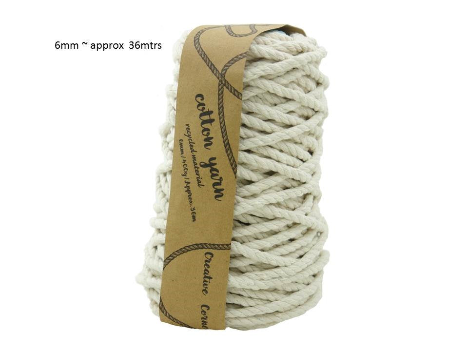Macrame Cotton Yarn 12 x 36Mtrs 6Mm 400G Natural Acrylic Fiber