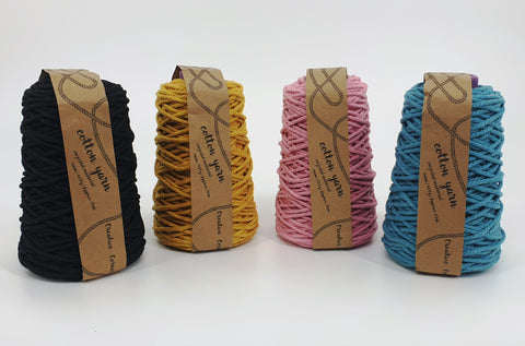 Macrame Cotton Yarn 4mm 400G - 12 Assorted Colours, Soft Cotton Fiber - SuperSaverAU - view 1