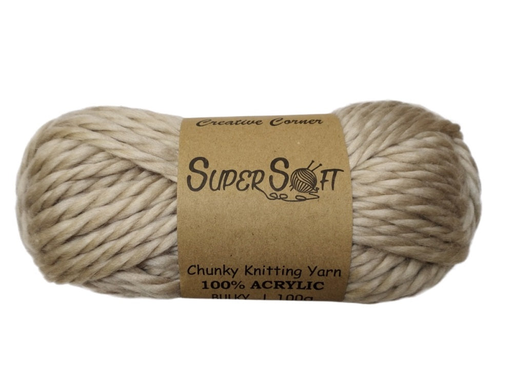 Oatmeal Chunky Yarn 100G - 12 Pack, Super Soft 100% Acrylic - SuperSaverAU - view 1
