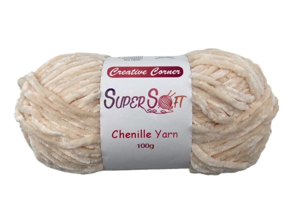 Beige Super Soft Chenille Yarn 100G - 12 Pack, 100% Acrylic, 1 kg - SuperSaverAU - view 1