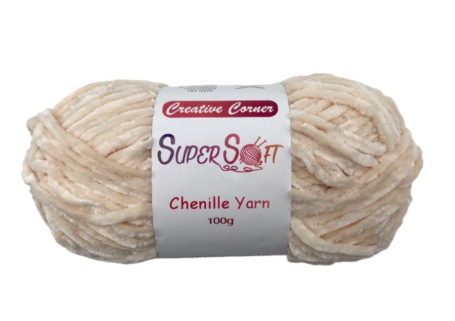 Beige Super Soft Chenille Yarn 100G - 12 Pack, 100% Acrylic, 1 kg - SuperSaverAU - view 1