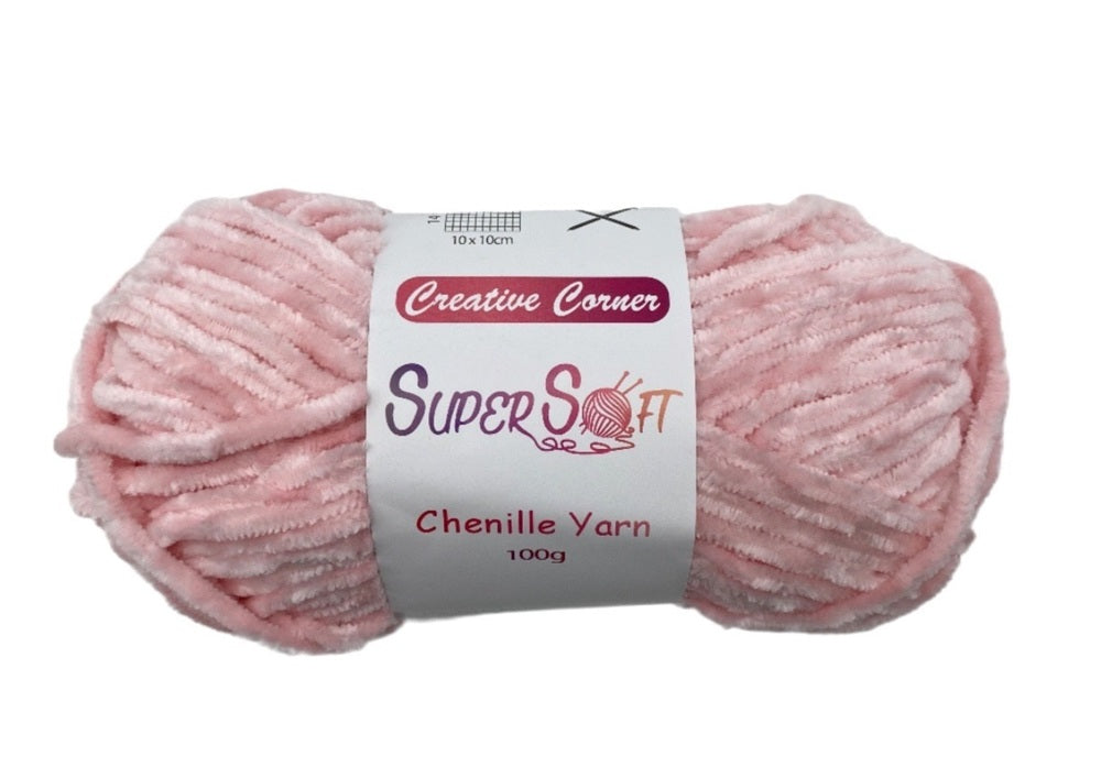 Baby Pink Super Soft Chenille Yarn 100G - 12 Pack, 100% Acrylic, 1 kg - SuperSaverAU - view 1