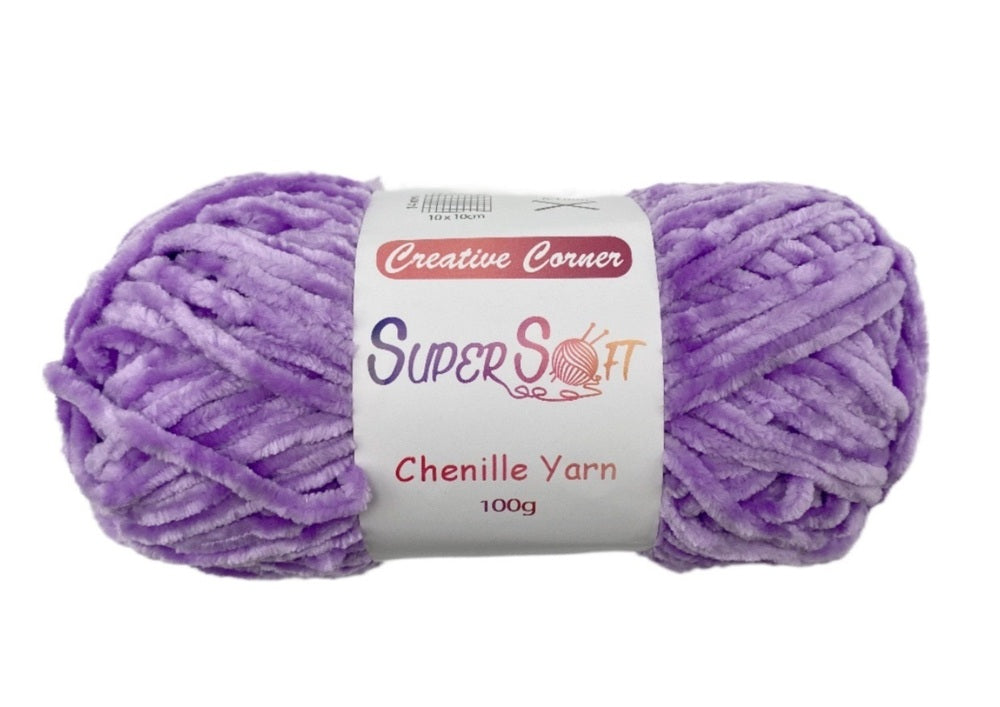Bulk 12 Purple Chenille Yarn - 100G Super Soft