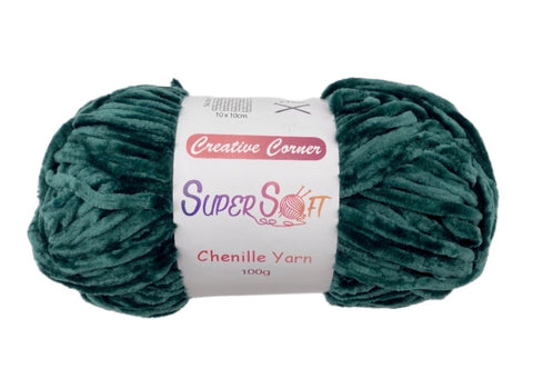 bulk 12 Green Super Soft Chenille Yarn 100G - SuperSaverAU - view 1