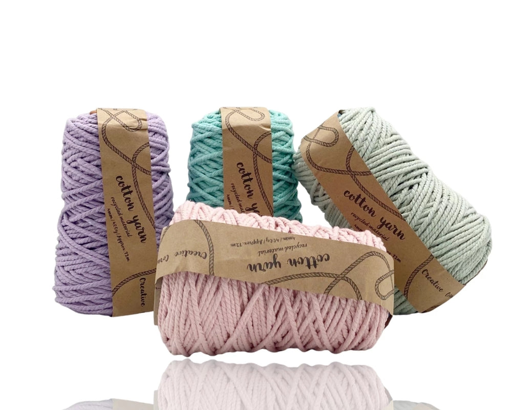 Macrame Cotton Yarn 72Mtrs 4Mm 400G Pastel Assort - 12 Pack - SuperSaverAU - view 1