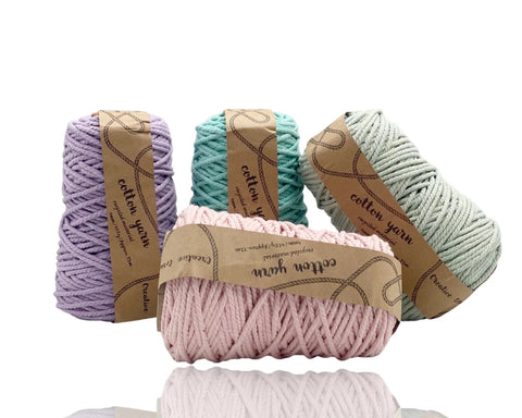 Macrame Cotton Yarn 72Mtrs 4Mm 400G Pastel Assort - 12 Pack - SuperSaverAU - view 1