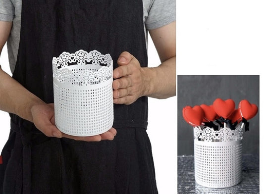 Set 2 Decorative White Metal Planter 12cm