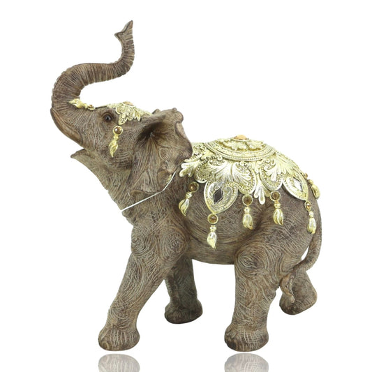 Sculpted Elephant Statue - 26cm Colorful Polyresin Decor