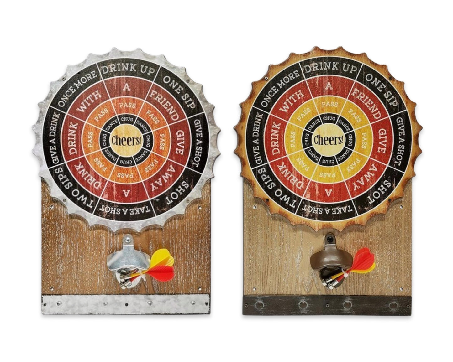 Dart Board & Beer Opener Set - 2 Assorted MDF Wood 40cm