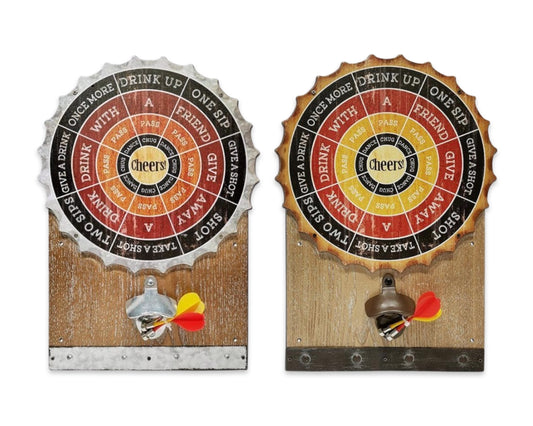 Dart Board & Beer Opener Set - 2 Assorted MDF Wood 40cm