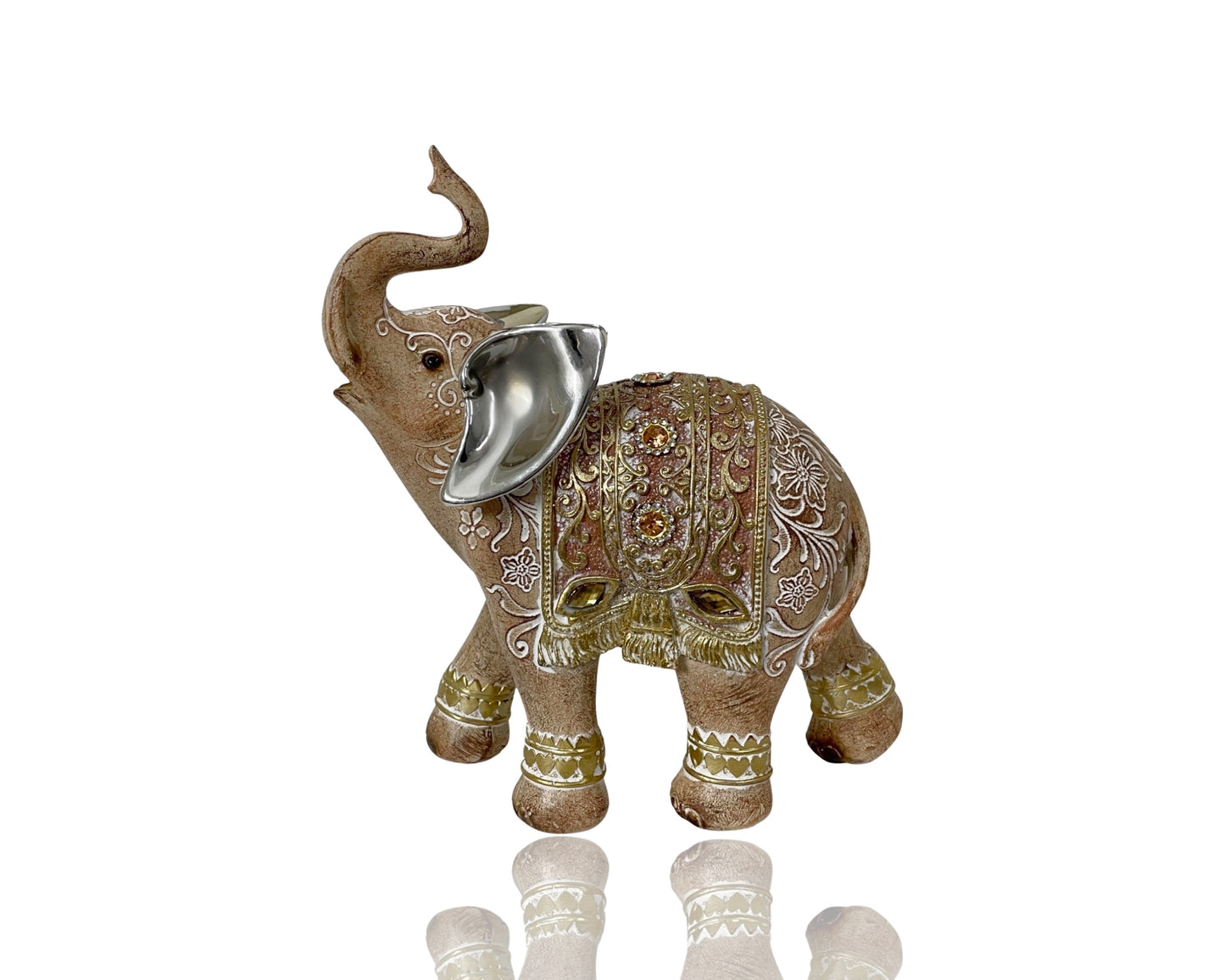 Polyresin Elephant Ornament 17x19cm - Multi Colour