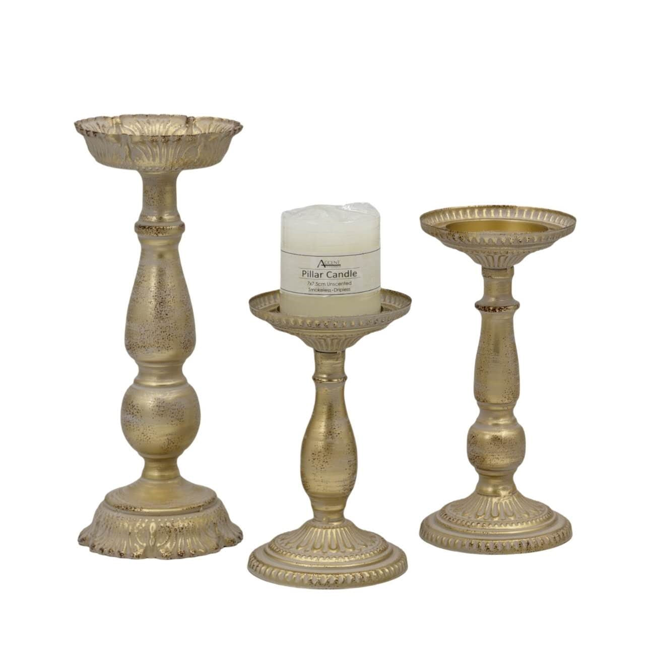 Antique Gold Pedestal Decorative Candle Holder 23cm