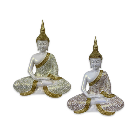 Buddha Statue Set 2 Assort 20cm Multi Colour Poly Resin - SuperSaverAU - view 1