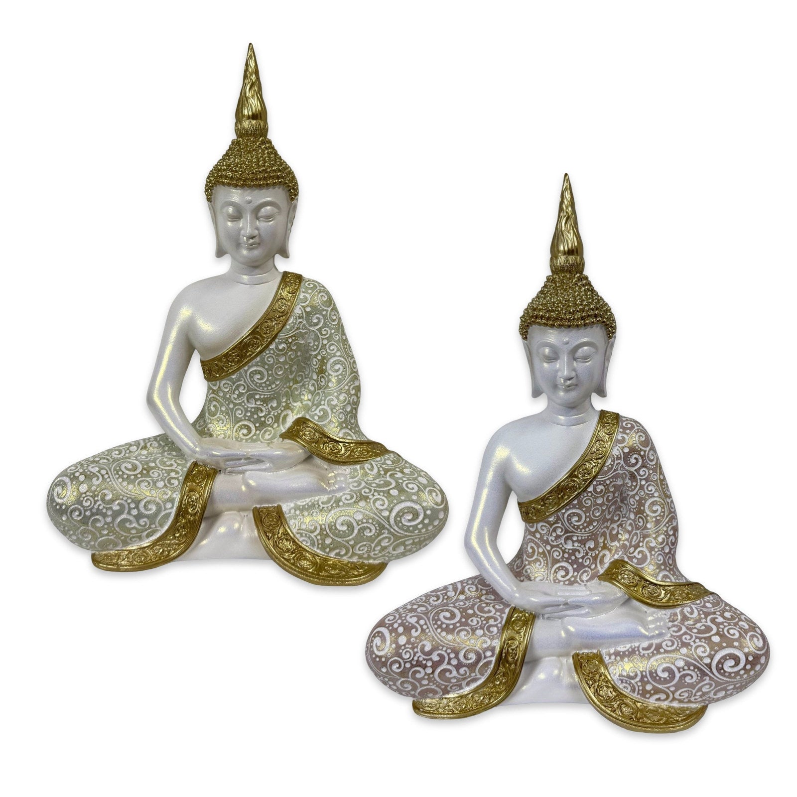 Set 2 Buddha Statues Assort, Multi Colour, 35cm, Poly Resin, 1kg - SuperSaverAU - view 1