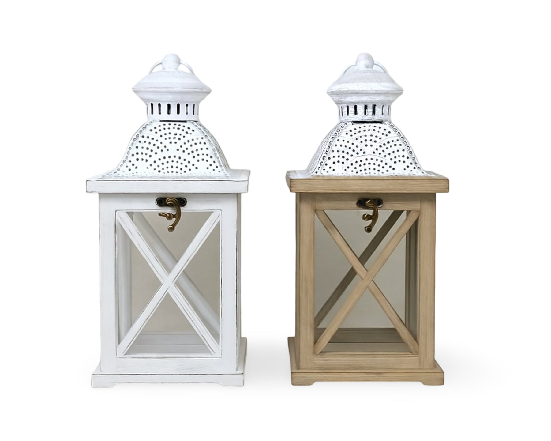 Premium Wooden Classic Charm Mini Lanterns – Assorted 28cm, 4 Pack